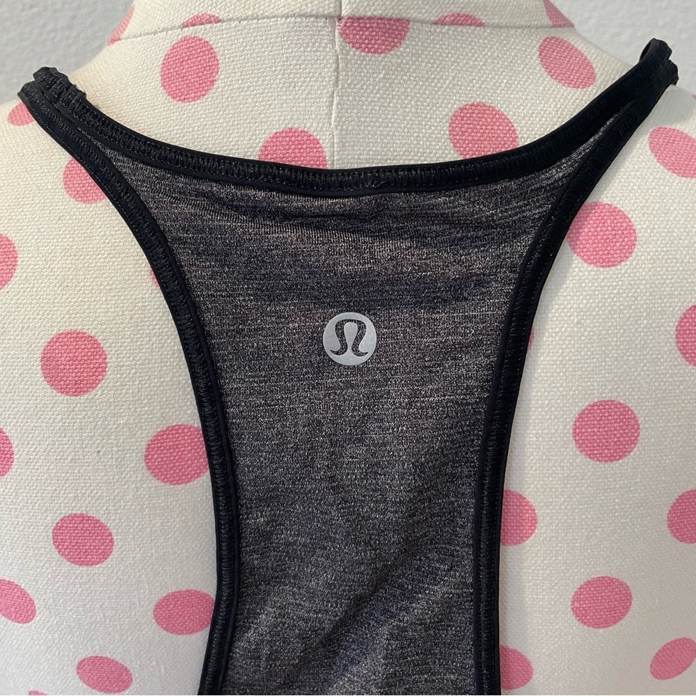 Lululemon Time To Sweat Racerback Tank Top Grey Black XS/Small - Picture 8 of 8